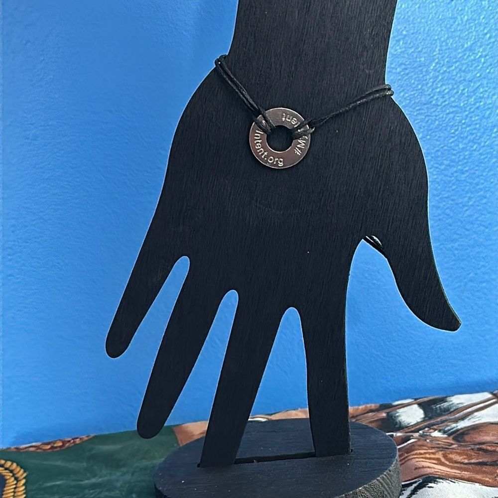 “SPREAD Love” Silver/Black Drawstring  Bracelet